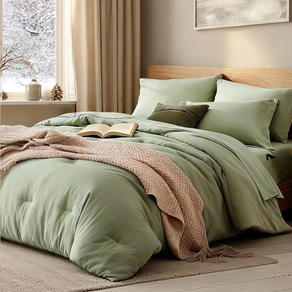 King Size Comforter Set- 7 Pieces Prewashed Bed in a Bag King Bedding Sets