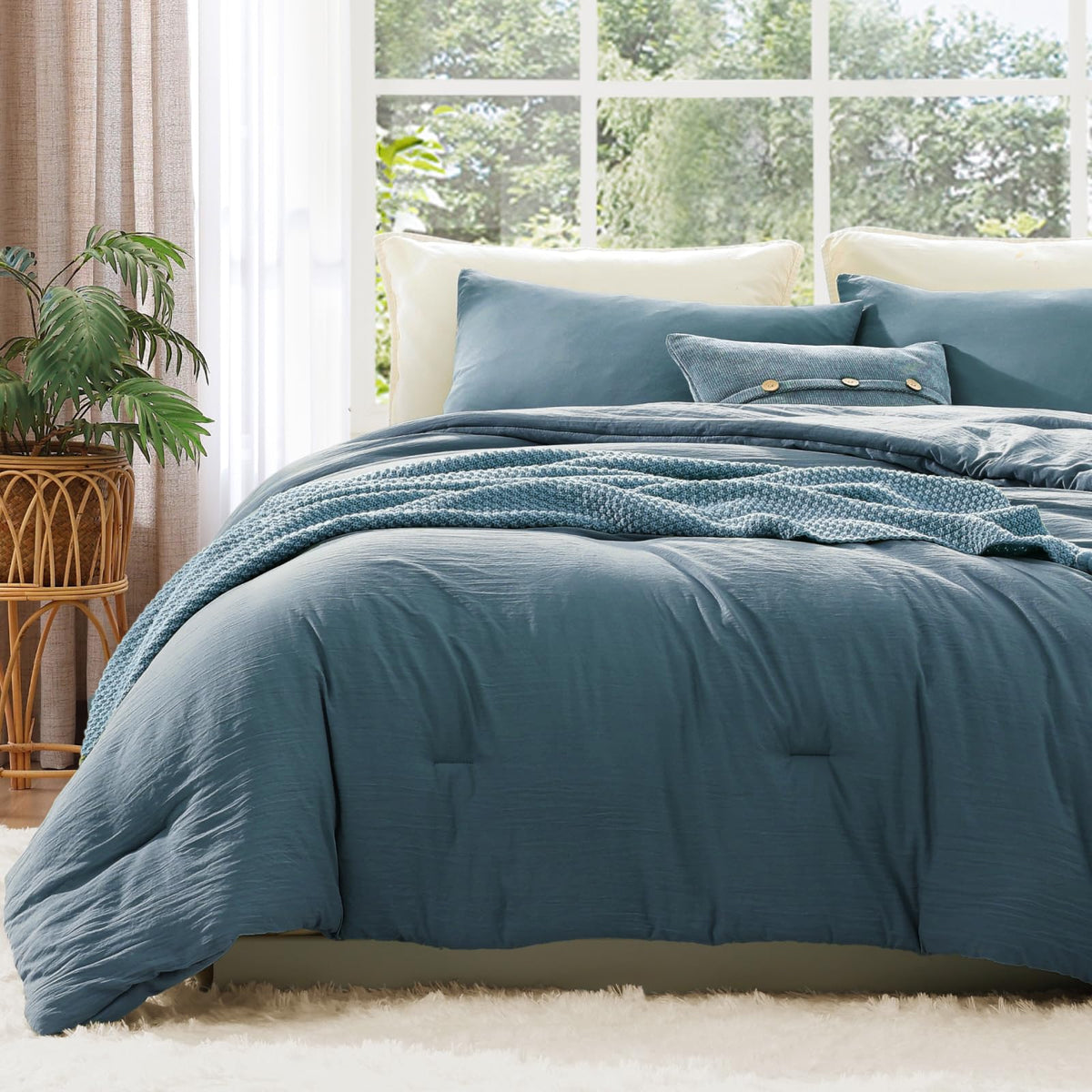 WRENSONGE Queen Comforter Set-3 Pieces Soft Comforters Queen Size Bedding