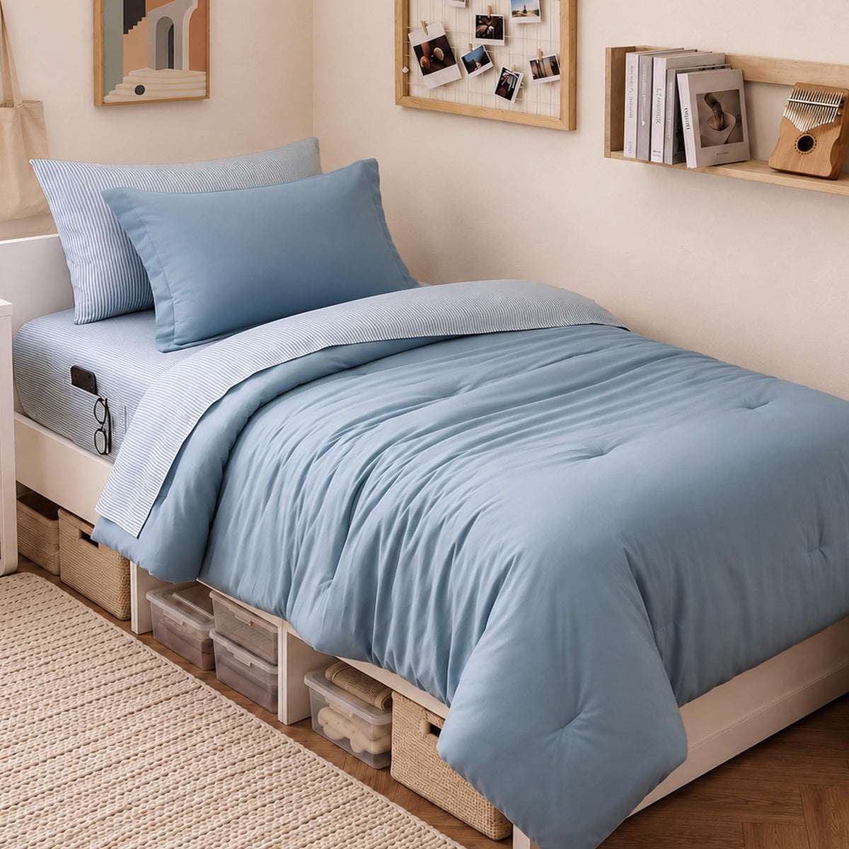 Monbix Queen Comforter Set - 7 Pieces Soft Bed in a Bag Queen Bedding Sets