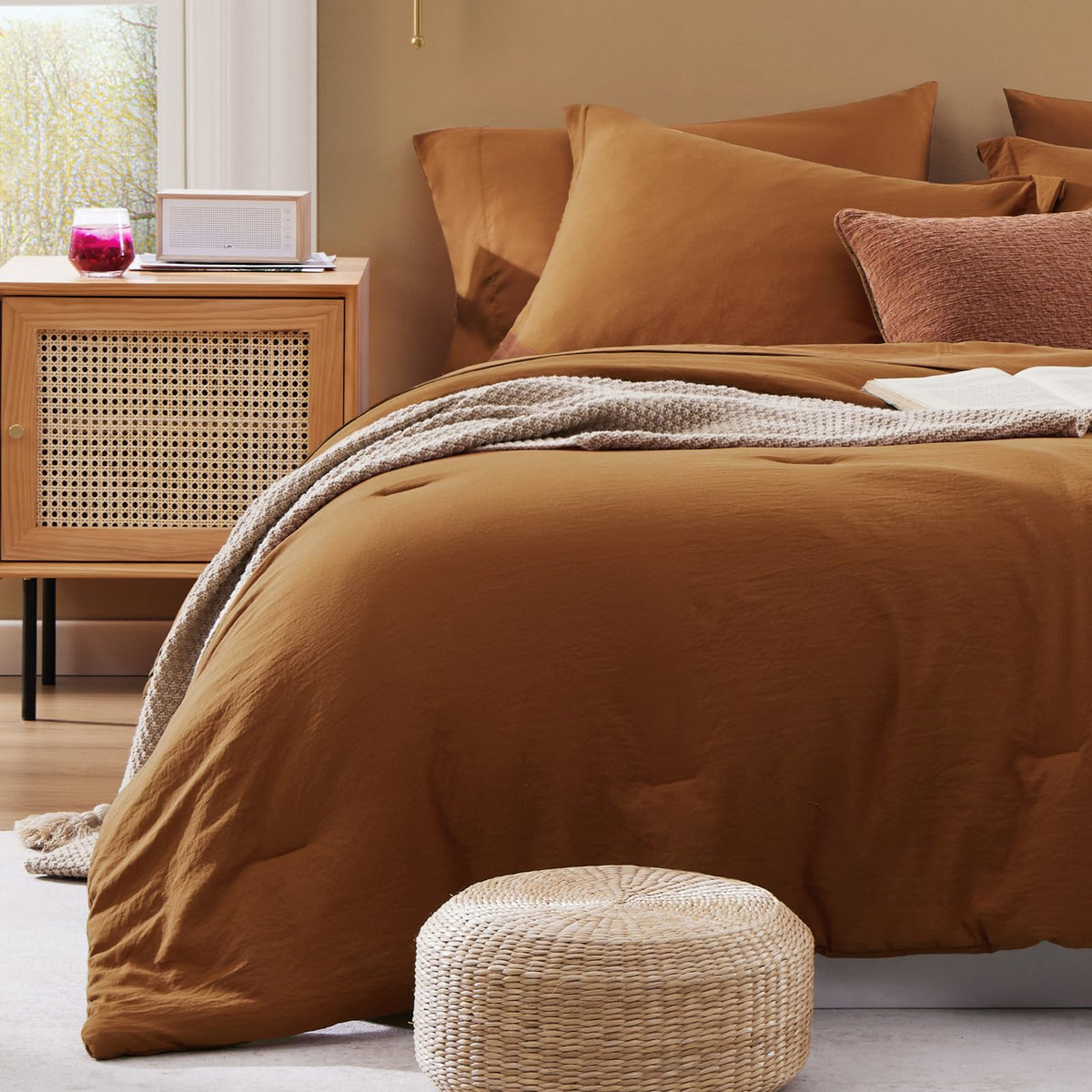 King Size Comforter Set- 7 Pieces Prewashed Bed in a Bag King Bedding Sets