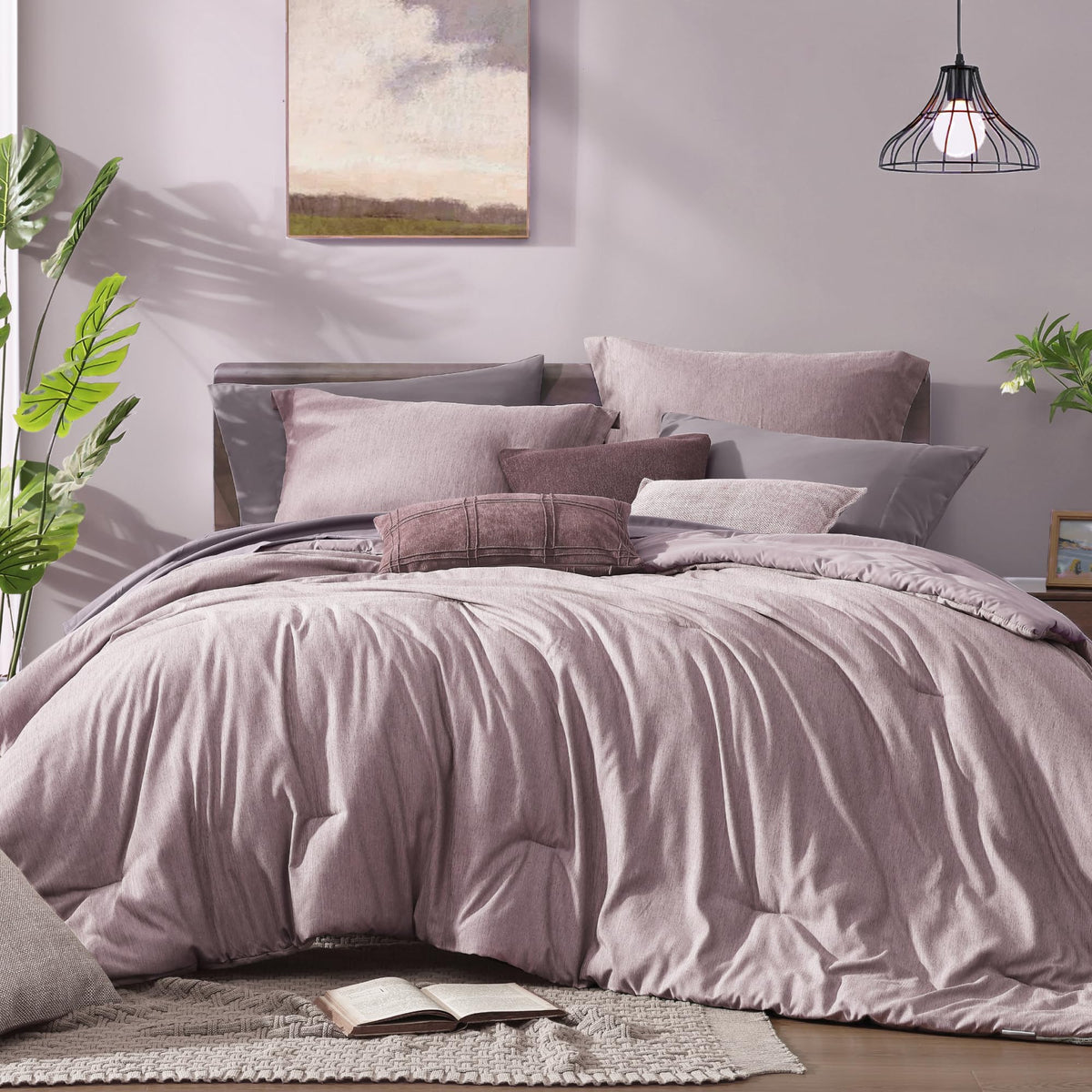 Monbix Queen Comforter Set 7 Pieces Terracotta Cationic Dyeing Bed in a Bag