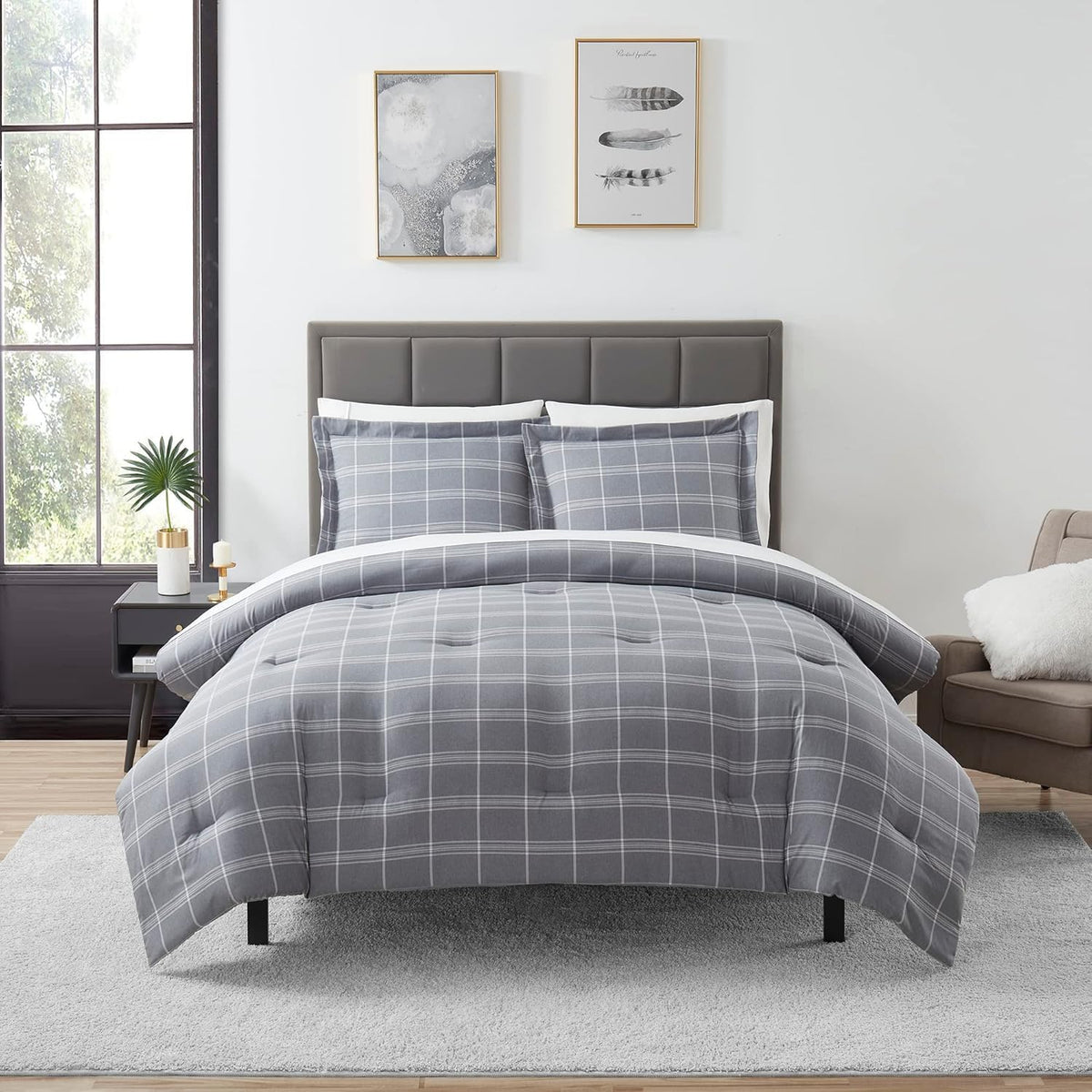 Sweet Home Collection 5 Piece Comforter Set Bag Solid Color All Season Soft Down Alternative Blanket & Luxurious Microfiber Bed Sheets, Navy, Twin