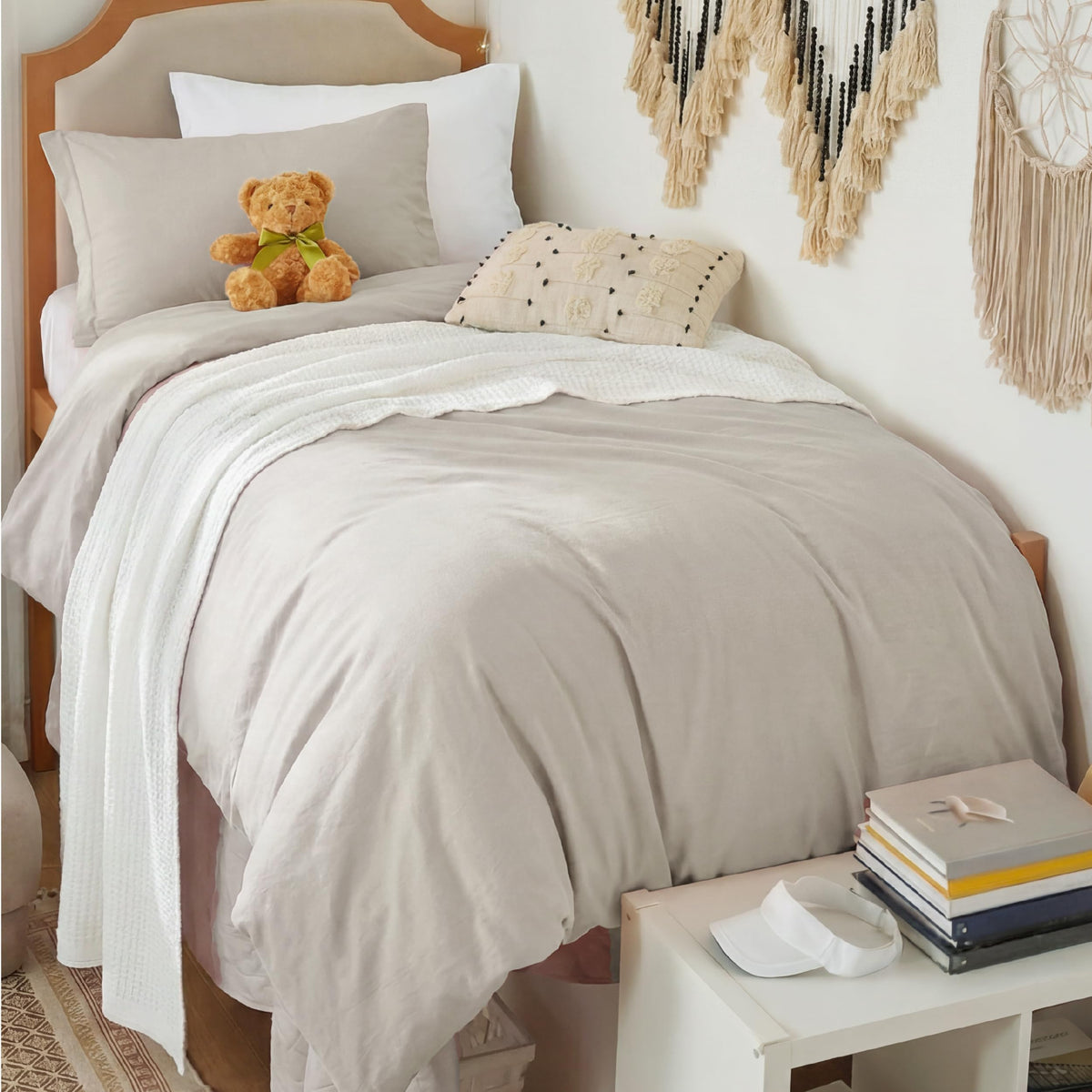 Bedsure Prewashed Duvet Cover Queen, Cotton-Like Soft Bedding Set, Beige