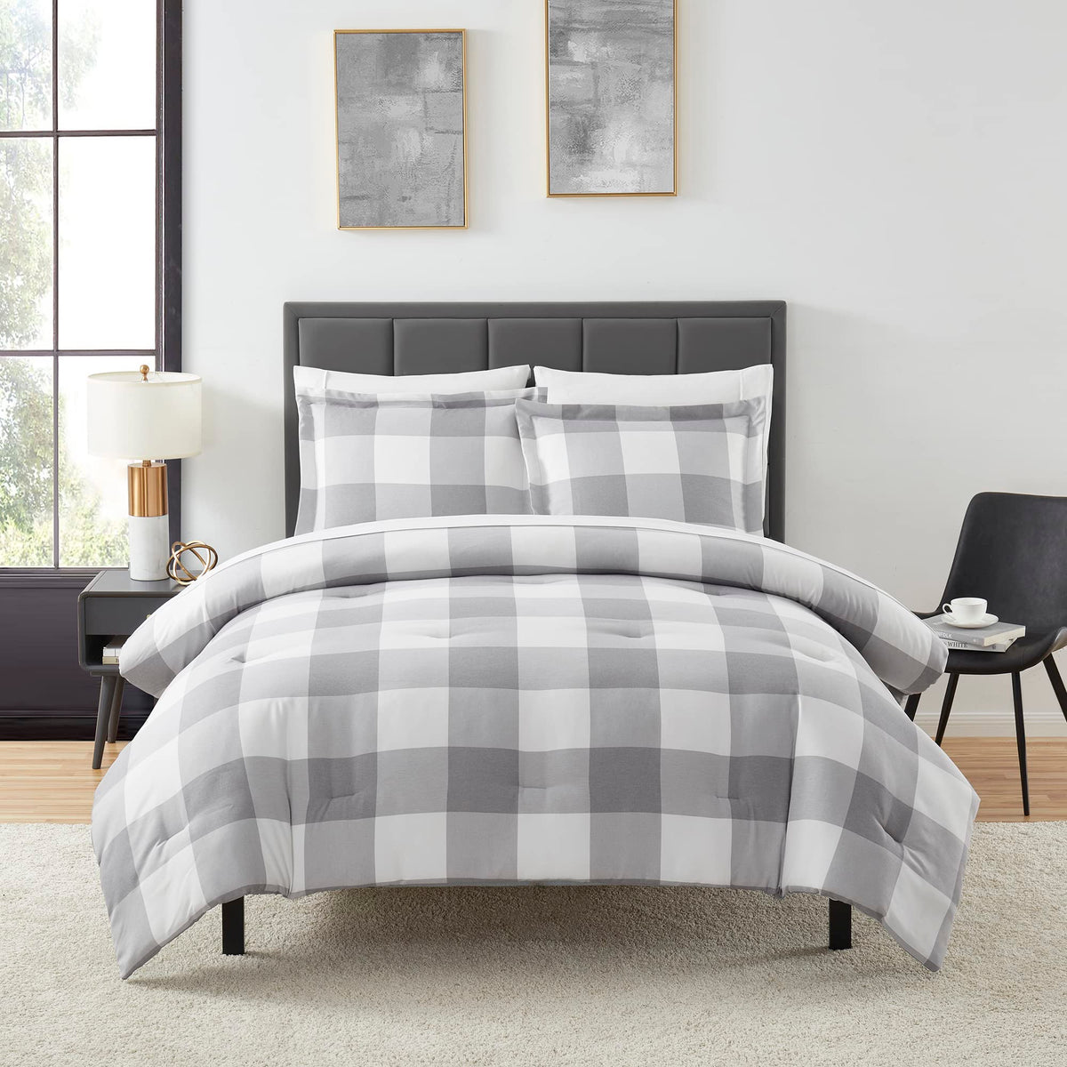 Sweet Home Collection 5 Piece Comforter Set Bag Solid Color All Season Soft Down Alternative Blanket & Luxurious Microfiber Bed Sheets, Navy, Twin