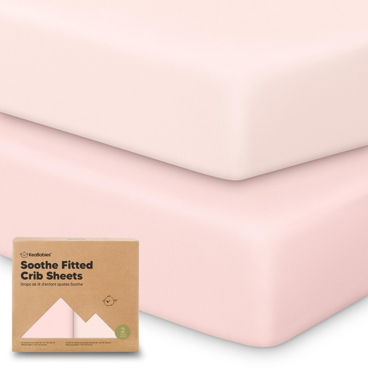 KeaBabies 2pk Organic Cotton Crib Sheets for Boys Girls 52x28, Soft White