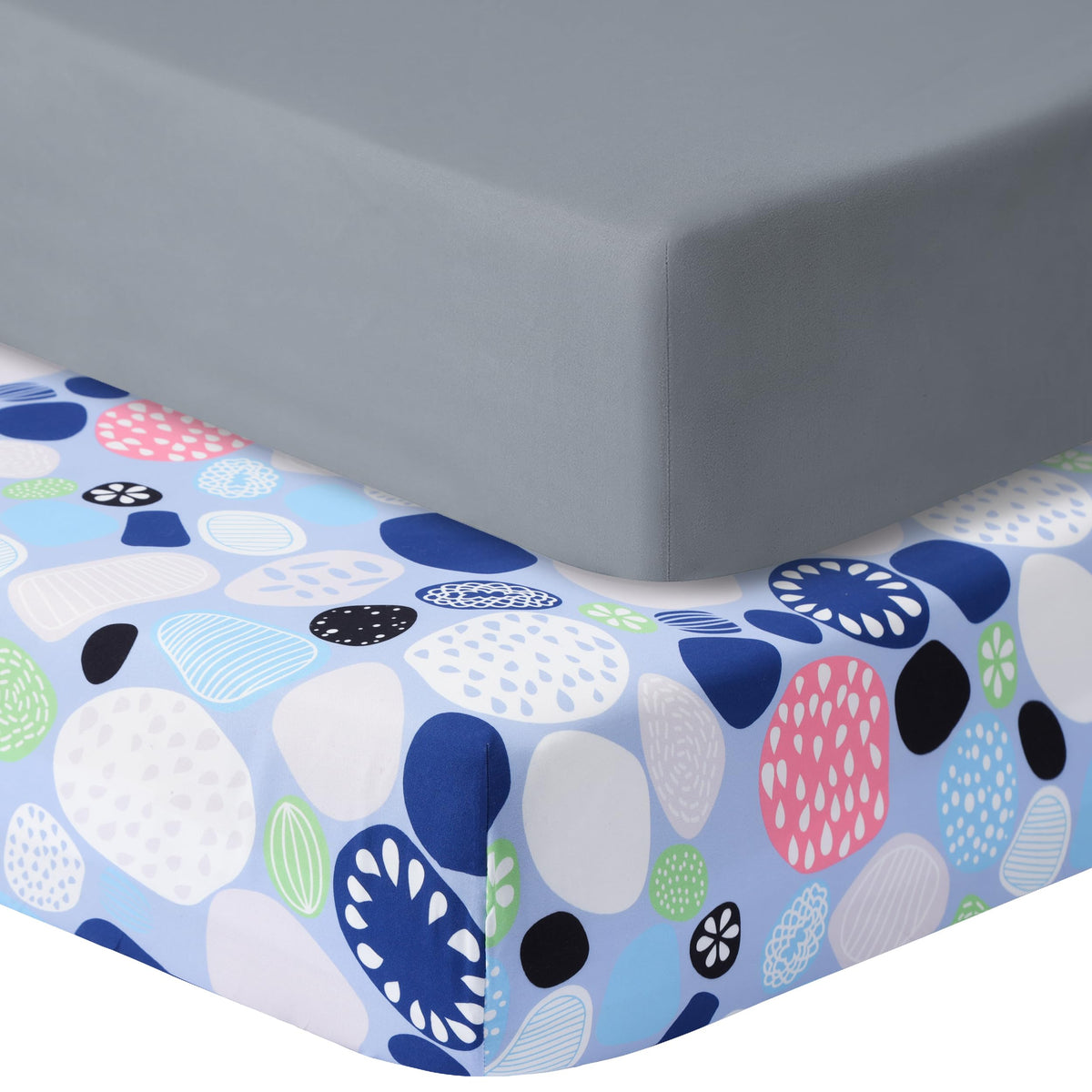 GUNTAIL Baby Crib Sheets for Boys Girls, 2 Pack Fitted Crib Sheet for Standard Crib and Toddler Mattress, Soft Microfiber Baby Sheet 52x28x8in (Brown & Green)