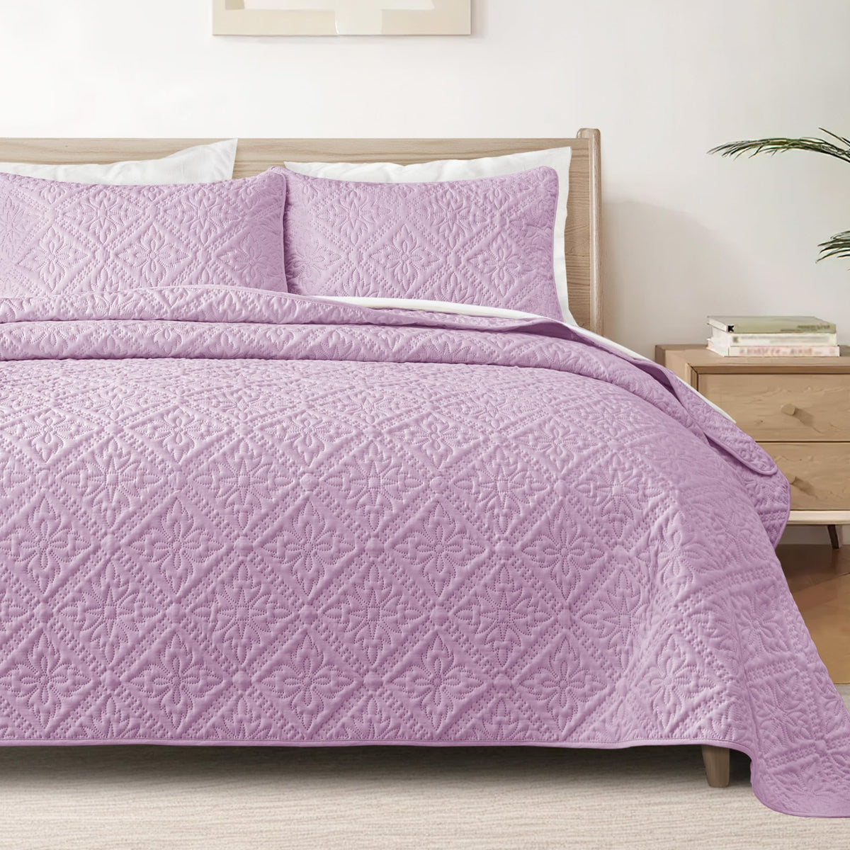 Exclusivo Mezcla Full Queen Quilt Set, Beige Cream