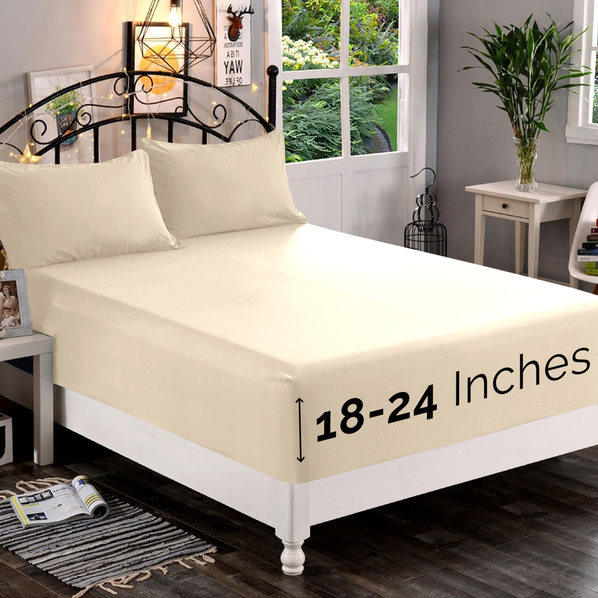 Premium Hotel Quality 1-Piece Fitted Sheet, Luxury & Softest 1500 Premier Hotel Quality Bedding Fitted Sheet Deep Pocket up to 16inch, Wrinkle and Fade Resistant, Queen, White