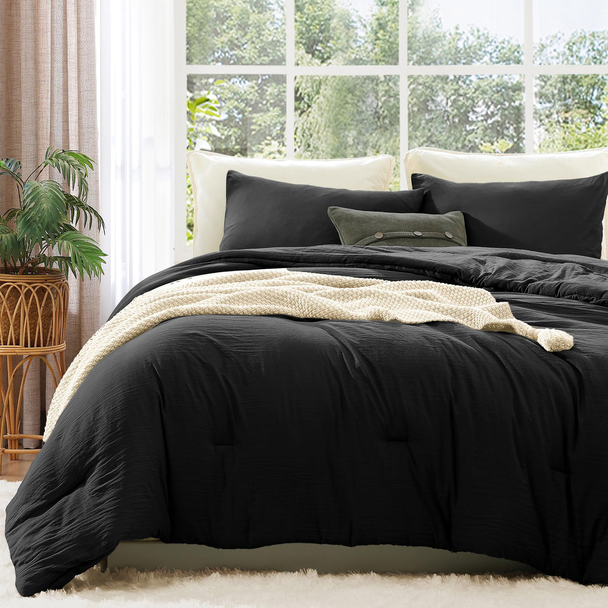 WRENSONGE Queen Comforter Set-3 Pieces Soft Comforters Queen Size Bedding