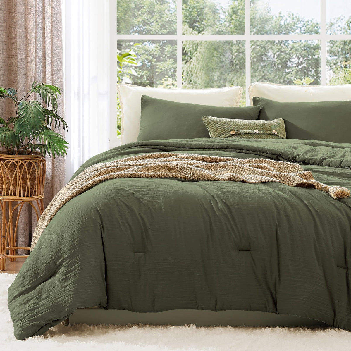 WRENSONGE Queen Comforter Set-3 Pieces Soft Comforters Queen Size Bedding