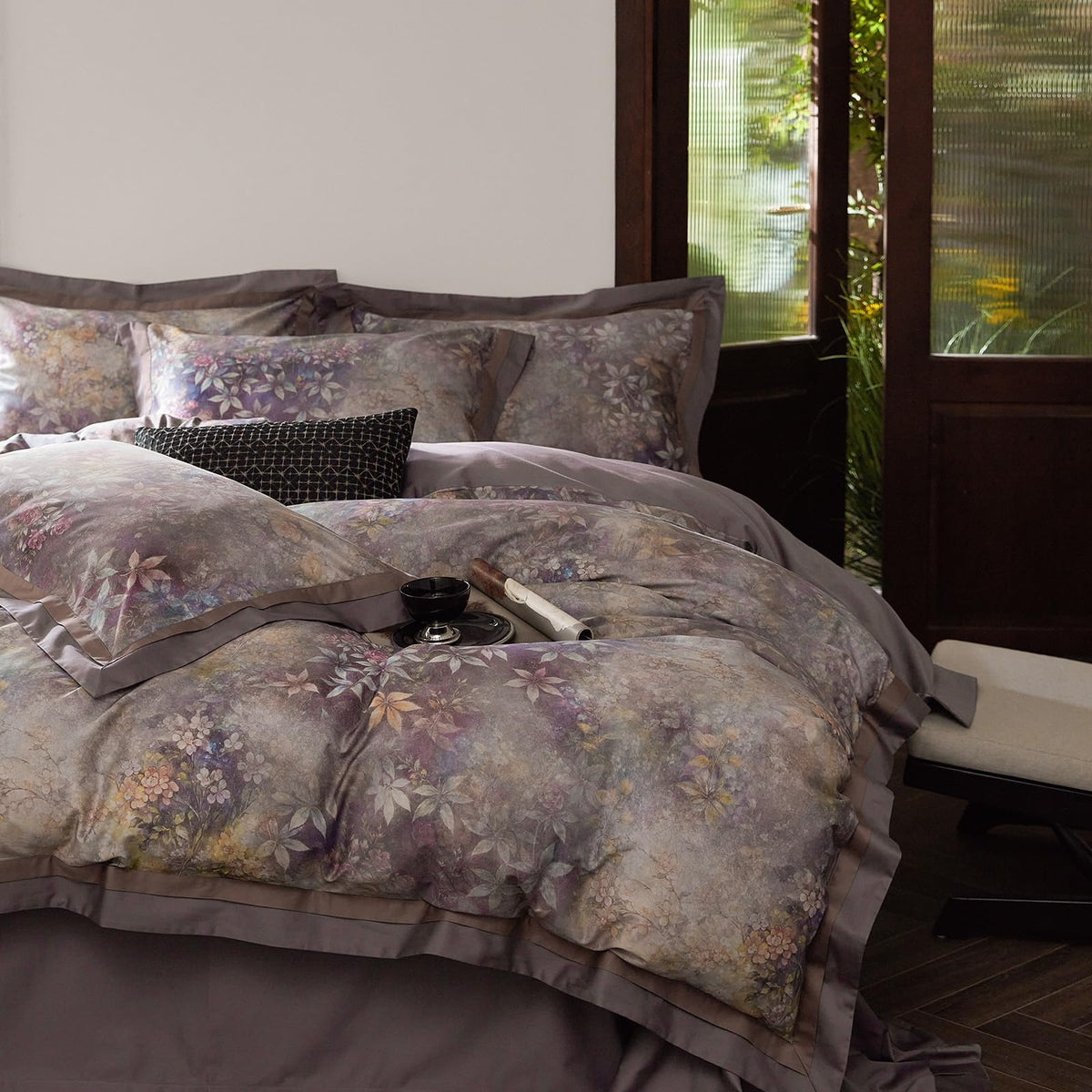 mixinni Duvet Cover Set King Size Bird Flower Pattern Soft Long Staple Cotton Floral Bedding Comforter Cover Set with Zipper Ties for Women and Men, Ultra Soft, Breathable, Easy Care-King Size