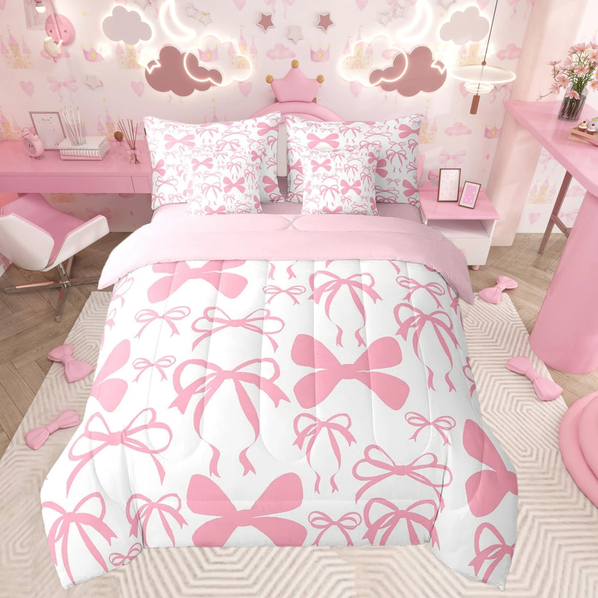 Feelyou Cute Leopard Bedding Set for All Season Cheetah 7 Pieces Comforter Sets Full Size Teens Room Decor Pink Animal Print Bed in a Bag with Comforter, Sheets, Pillowcases & Cushion Cover