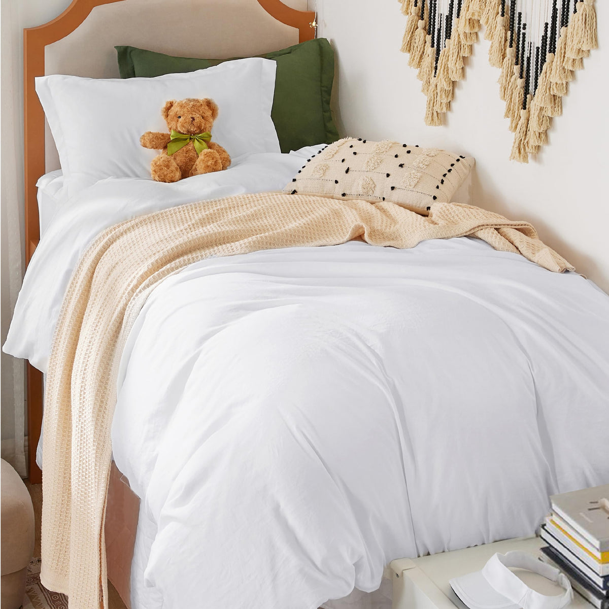 Bedsure Prewashed Duvet Cover Queen, Cotton-Like Soft Bedding Set, Beige