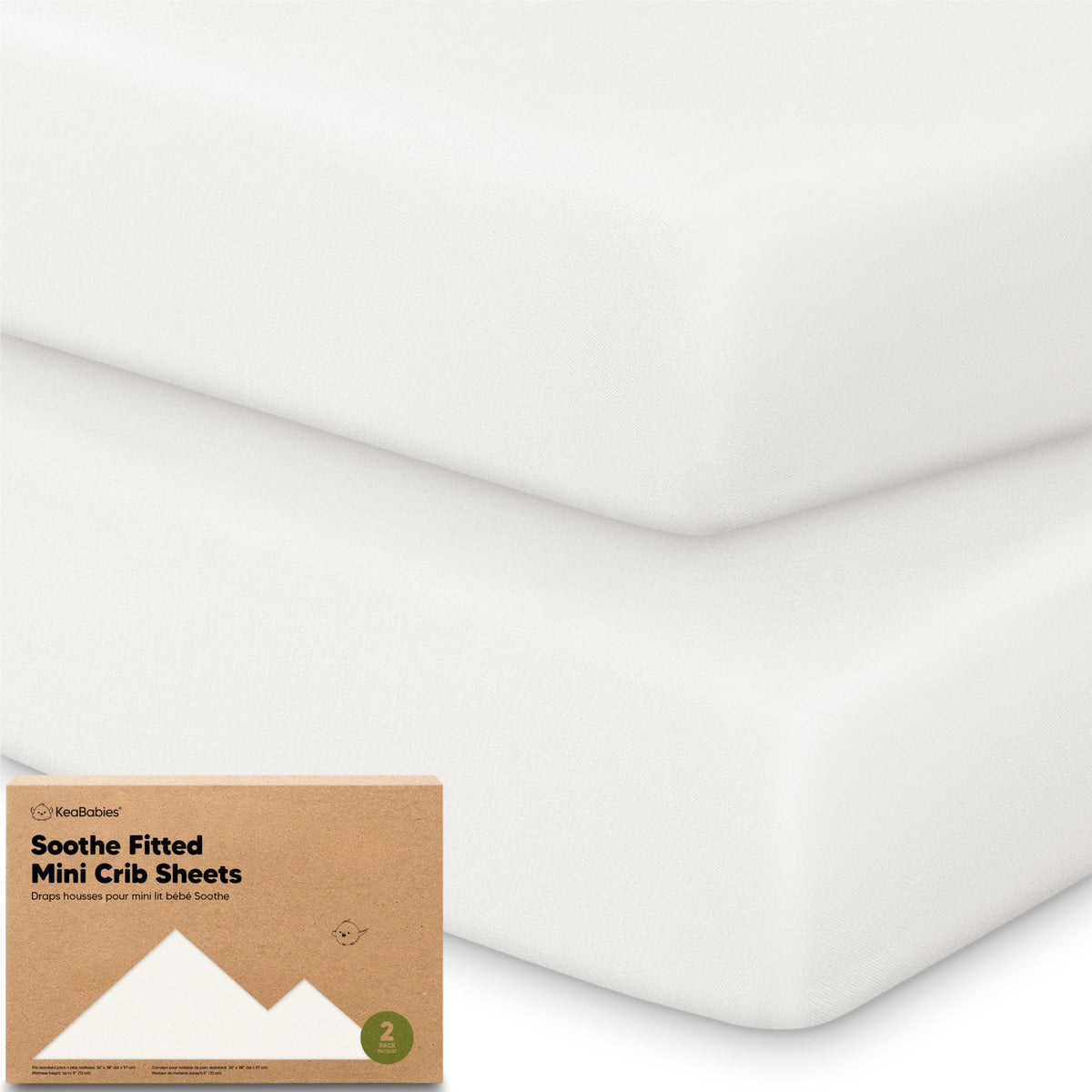 2-Pack Mini Crib Sheets Fitted, 38x26 Pack N Play Mattress Sheets (Elly)