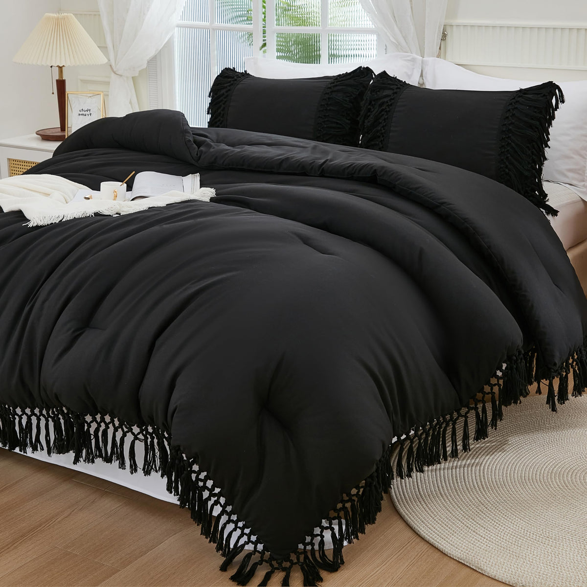 Andency Terracotta Comforter Set Queen, 3 Pieces Boho Tassel Bedding