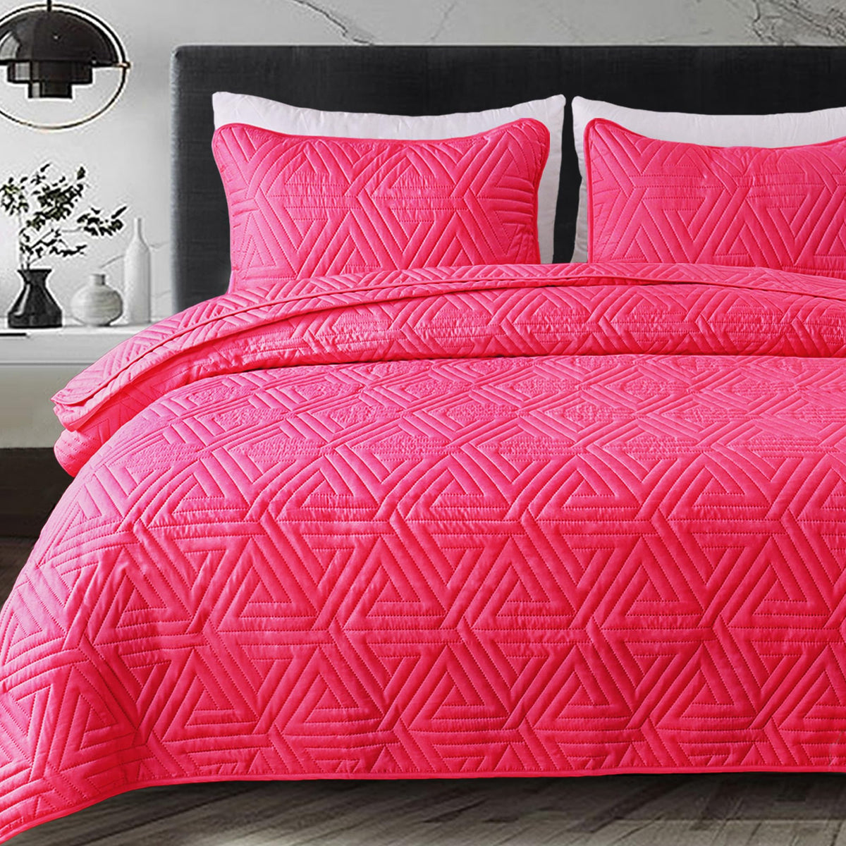 Whale Flotilla Soft Geometric Twin Quilt Set for All Seasons, Orange