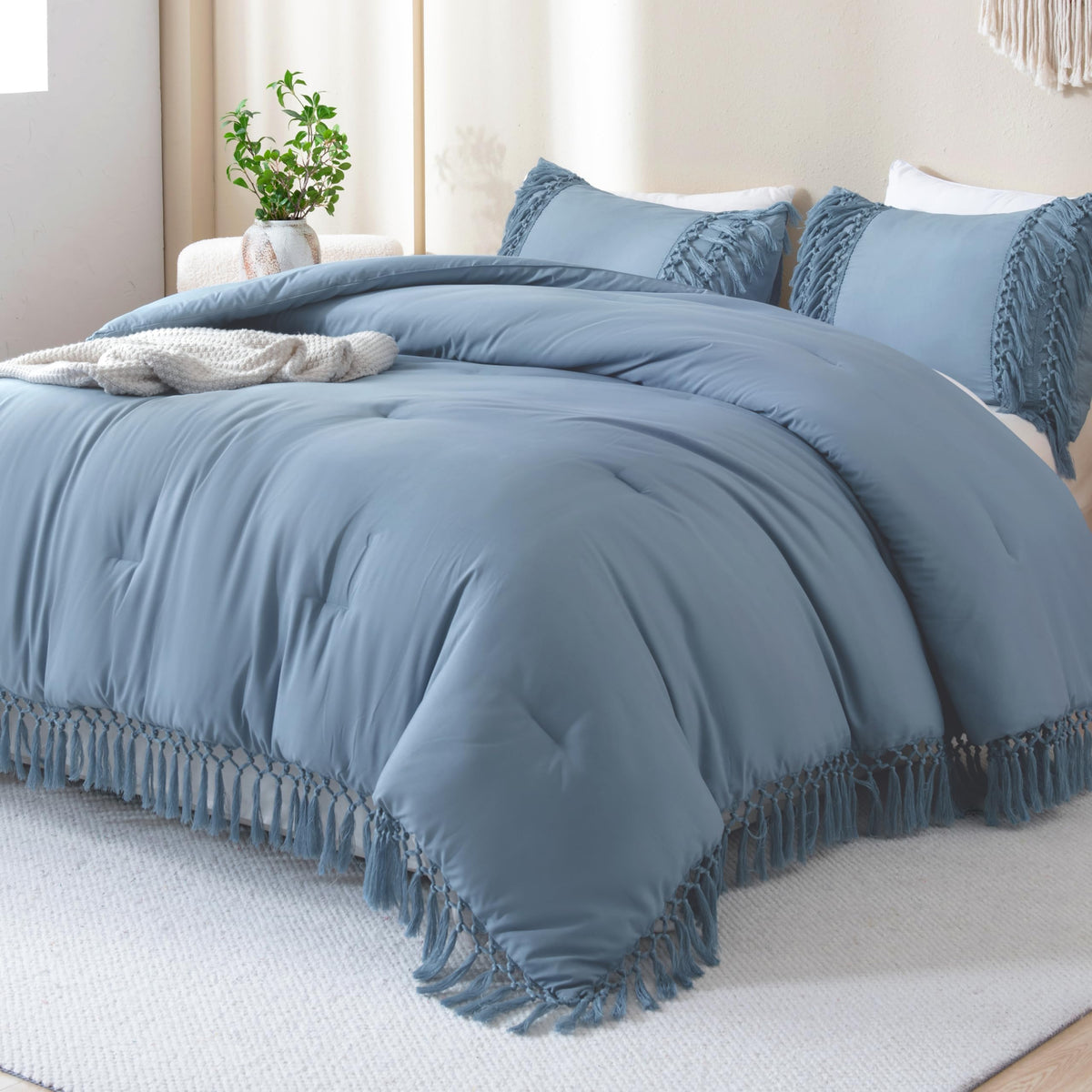 Andency Terracotta Comforter Set Queen, 3 Pieces Boho Tassel Bedding