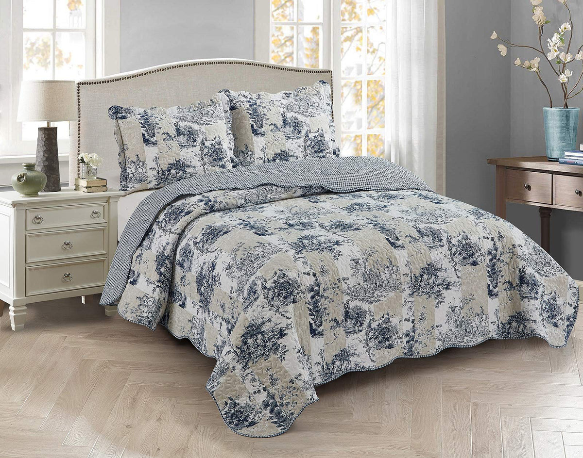 Brilliant Sunshine Rose and Sage Quilt Set, 3-Piece Bedding Sets, Traditional Patchwork Design, Washable and Reversible Bedspread, Soft Lightweight Coverlet, All-Season, Full/Queen, Light Pink Green