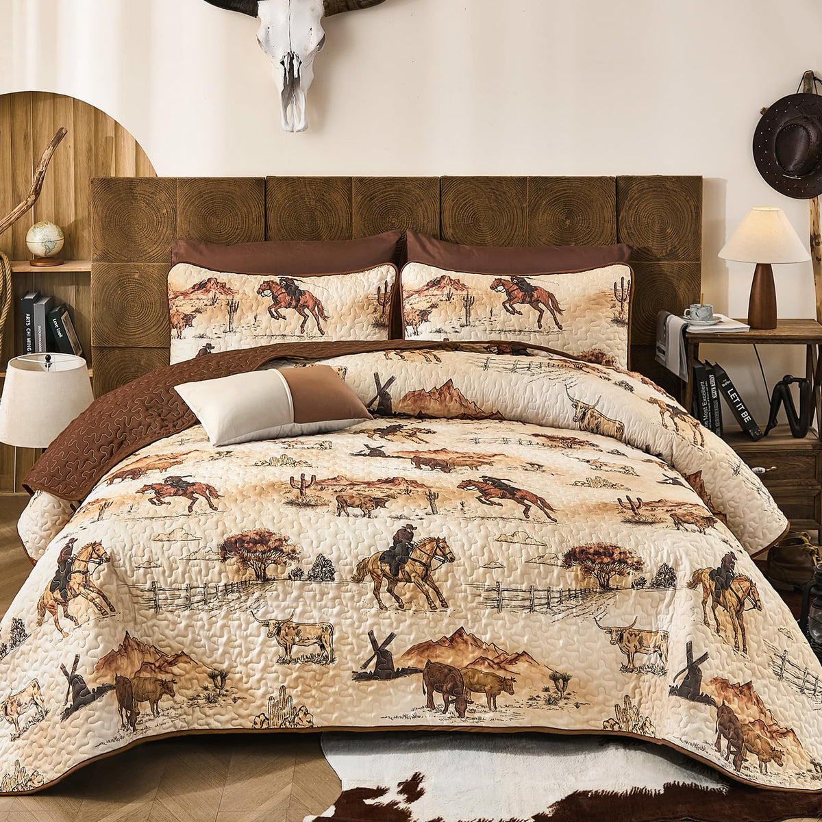 WONGS BEDDING Sage Green Quilt Set Queen Size, Botanical Floral Bedspread