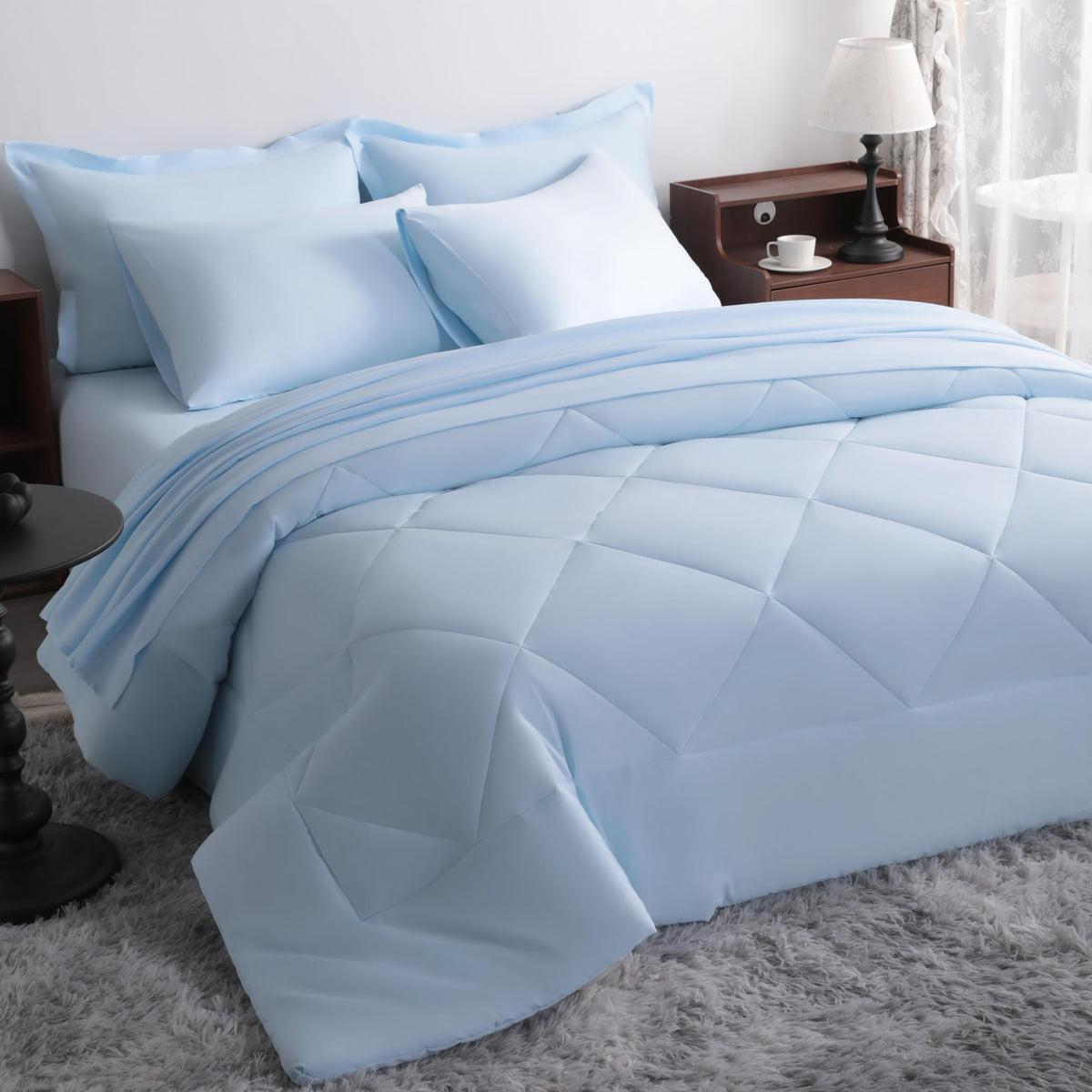 NTBAY Toddler Microfiber Bedding Set, 4 Piece, Navy Blue