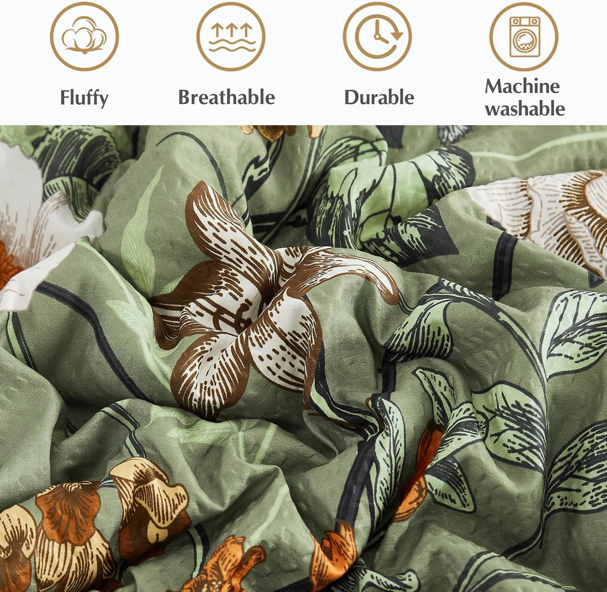 Queen Comforter Set - 7 Pieces Soft Floral Bed in a Bag Queen Bedding Sets