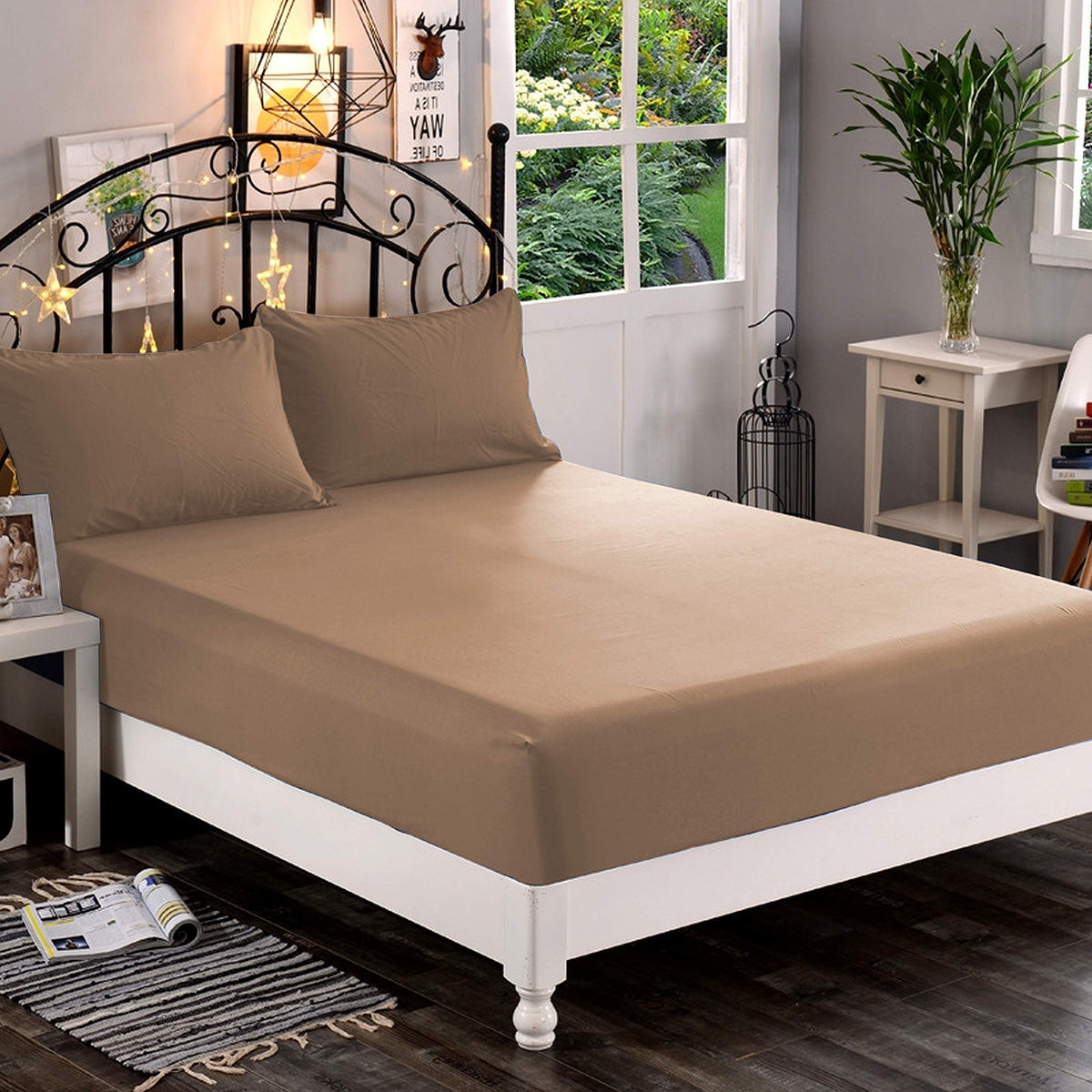 Premium Hotel Quality 1-Piece Fitted Sheet, Luxury & Softest 1500 Premier Hotel Quality Bedding Fitted Sheet Deep Pocket up to 16inch, Wrinkle and Fade Resistant, Queen, White
