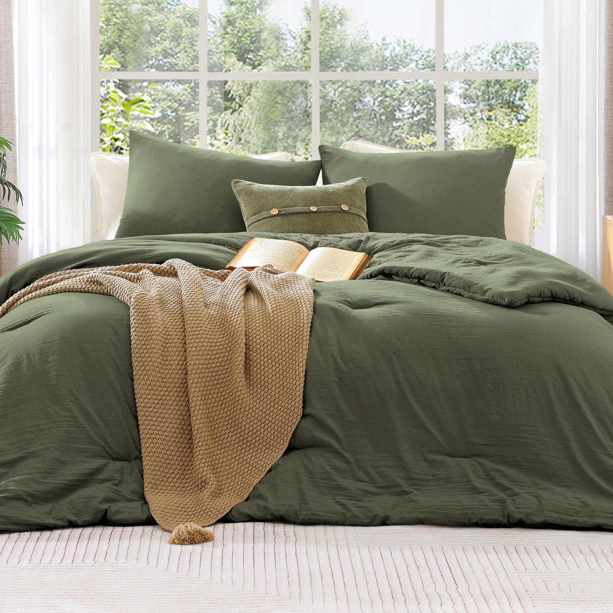 WRENSONGE Queen Comforter Set-3 Pieces Soft Comforters Queen Size Bedding