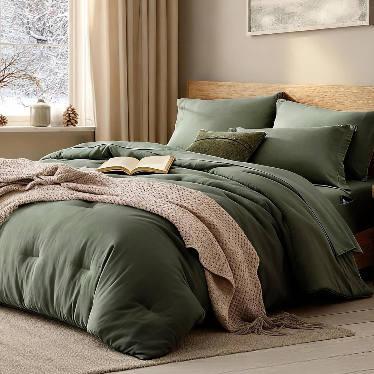 King Size Comforter Set- 7 Pieces Prewashed Bed in a Bag King Bedding Sets