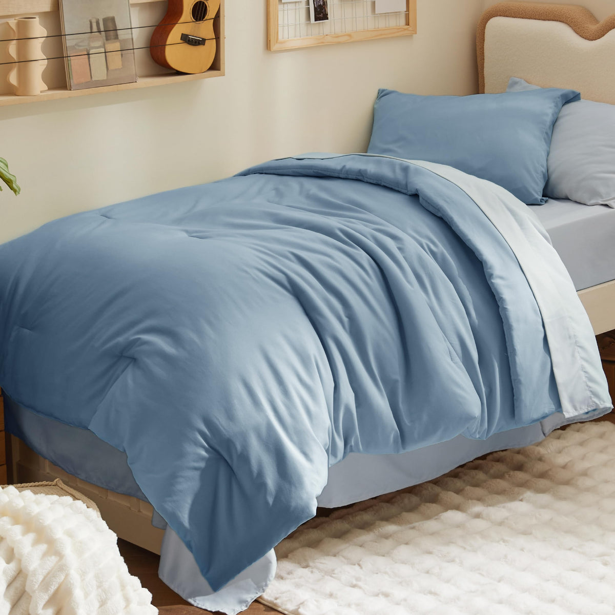 Bedsure Queen Bed in a Bag, Sage Green Comforter Set Contrasting 7 Pieces