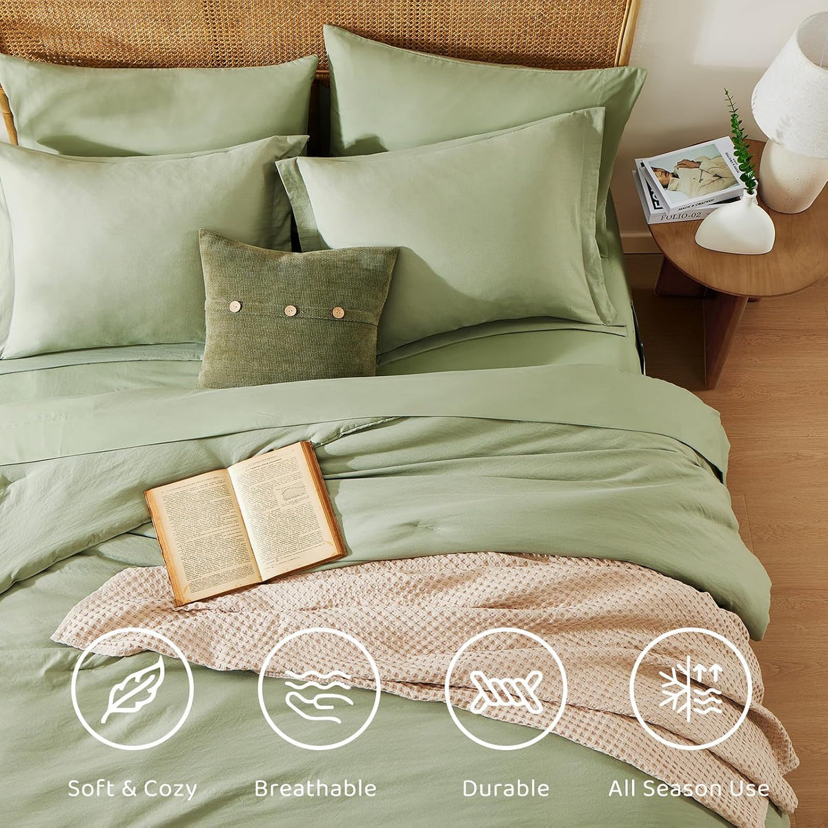 King Size Comforter Set- 7 Pieces Prewashed Bed in a Bag King Bedding Sets