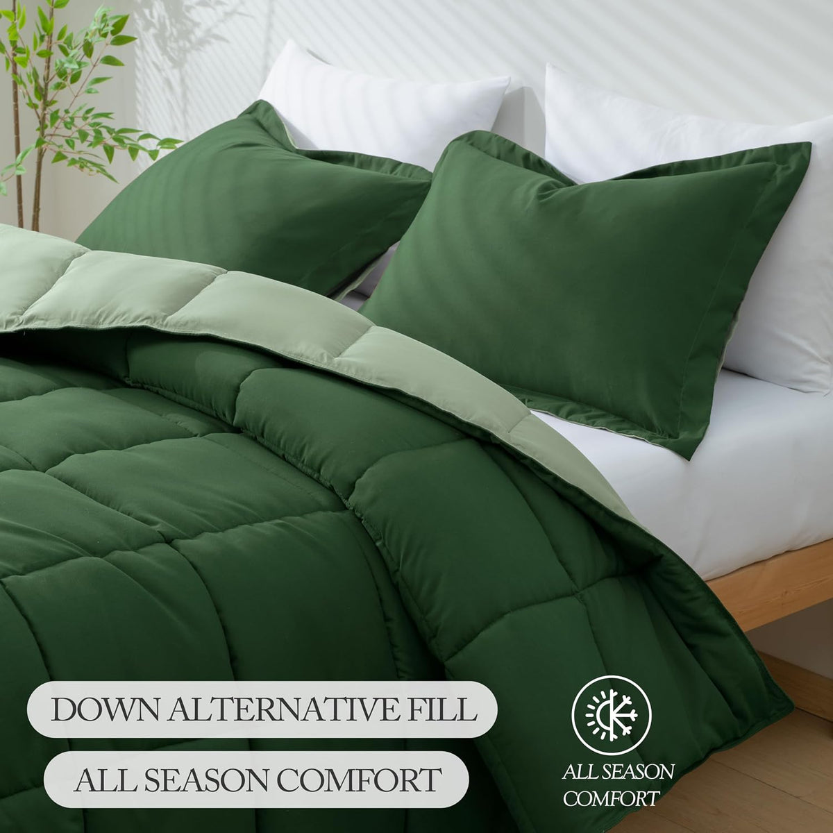 HIG 3pc Green Twin/Twin XL Bedding Comforter Set Duvet Insert Blanket