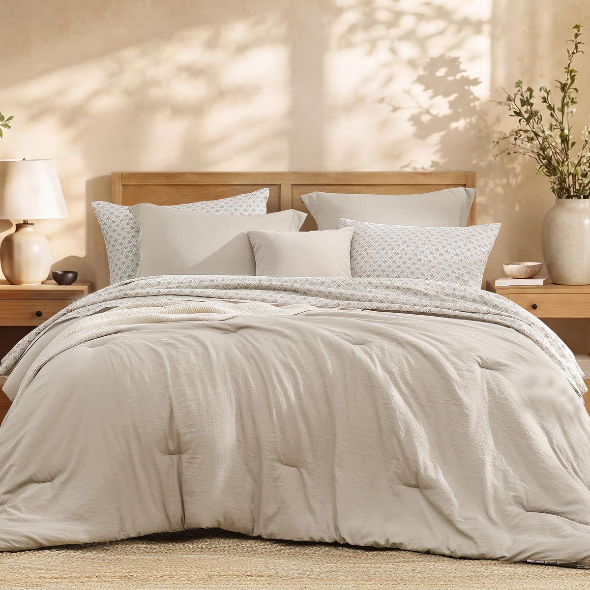 Queen Comforter Set with Sheets-7 Pieces Soft Recycled Bed in a Bag Bedding