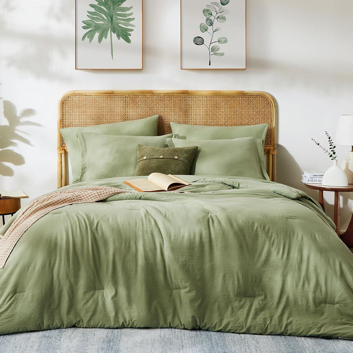 King Size Comforter Set- 7 Pieces Prewashed Bed in a Bag King Bedding Sets