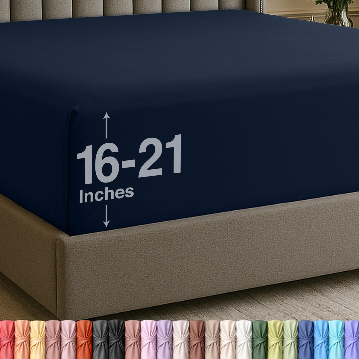 Extra Deep Pocket King Fitted Sheet, Fits 16-21 Inch Mattress, Beige