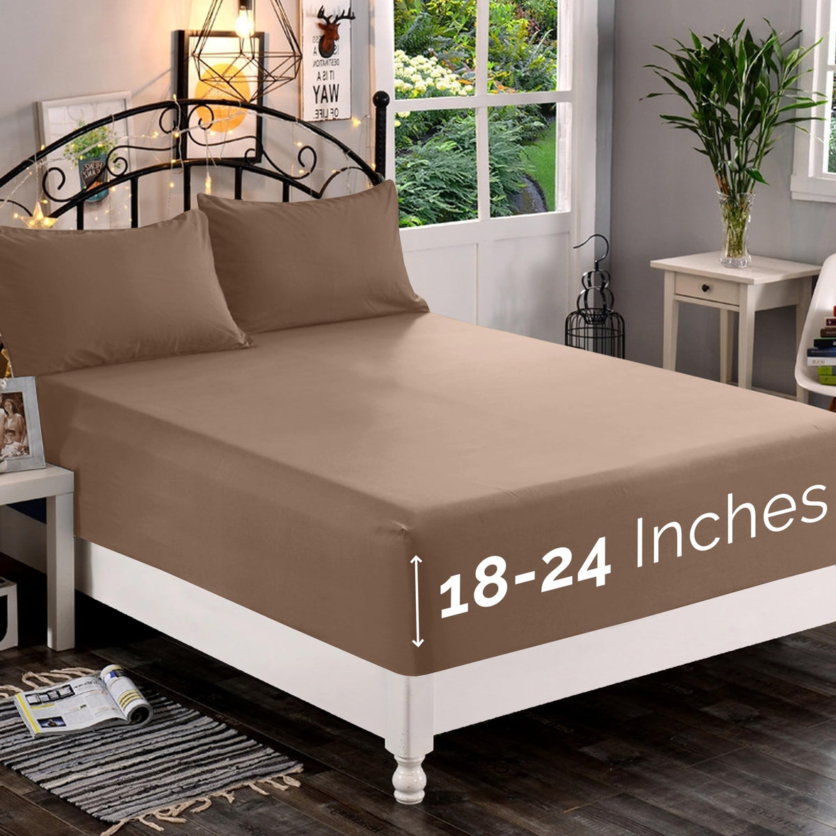 Premium Hotel Quality 1-Piece Fitted Sheet, Luxury & Softest 1500 Premier Hotel Quality Bedding Fitted Sheet Deep Pocket up to 16inch, Wrinkle and Fade Resistant, Queen, White