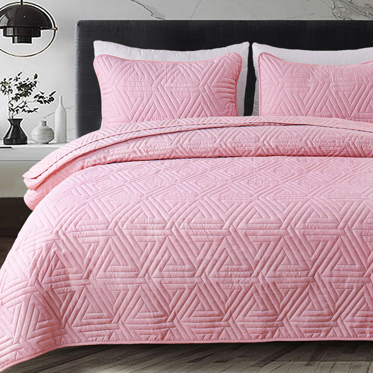Whale Flotilla Soft Geometric Twin Quilt Set for All Seasons, Orange