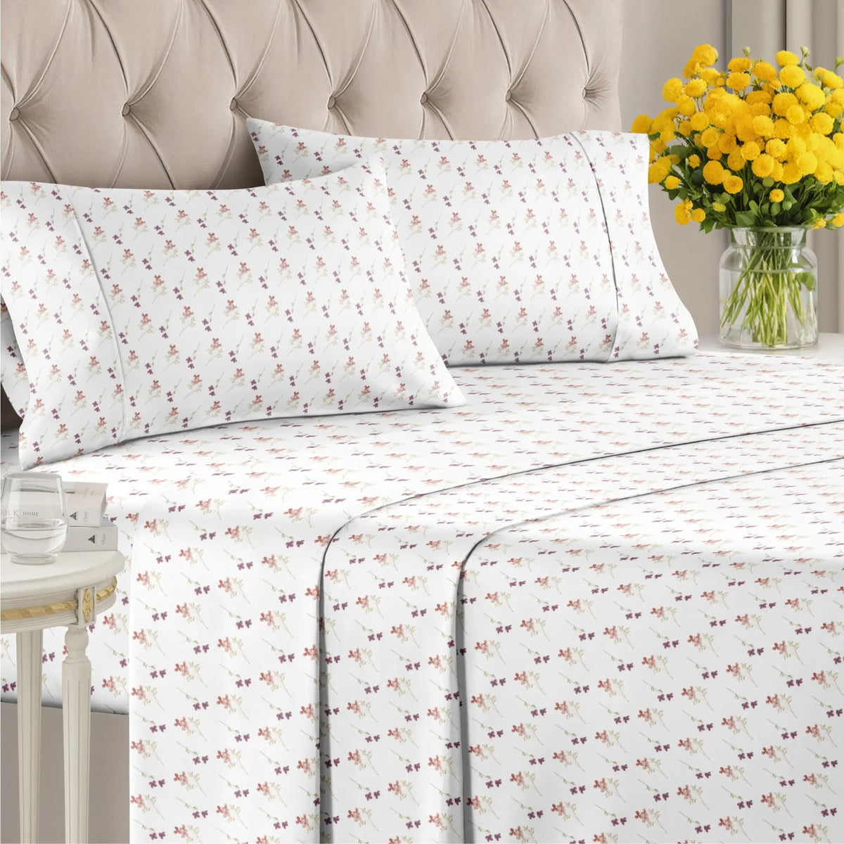 CGK | Bloom Collection Sheet Set – Ultra Soft with Deep Pockets, Wrinkle-Free, Stylish Flower Prints Bed Linens