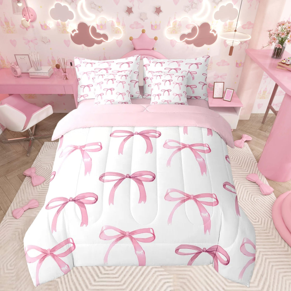 Feelyou Cute Leopard Bedding Set for All Season Cheetah 7 Pieces Comforter Sets Full Size Teens Room Decor Pink Animal Print Bed in a Bag with Comforter, Sheets, Pillowcases & Cushion Cover