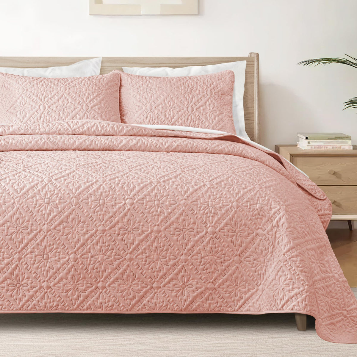 Exclusivo Mezcla Full Queen Quilt Set, Beige Cream