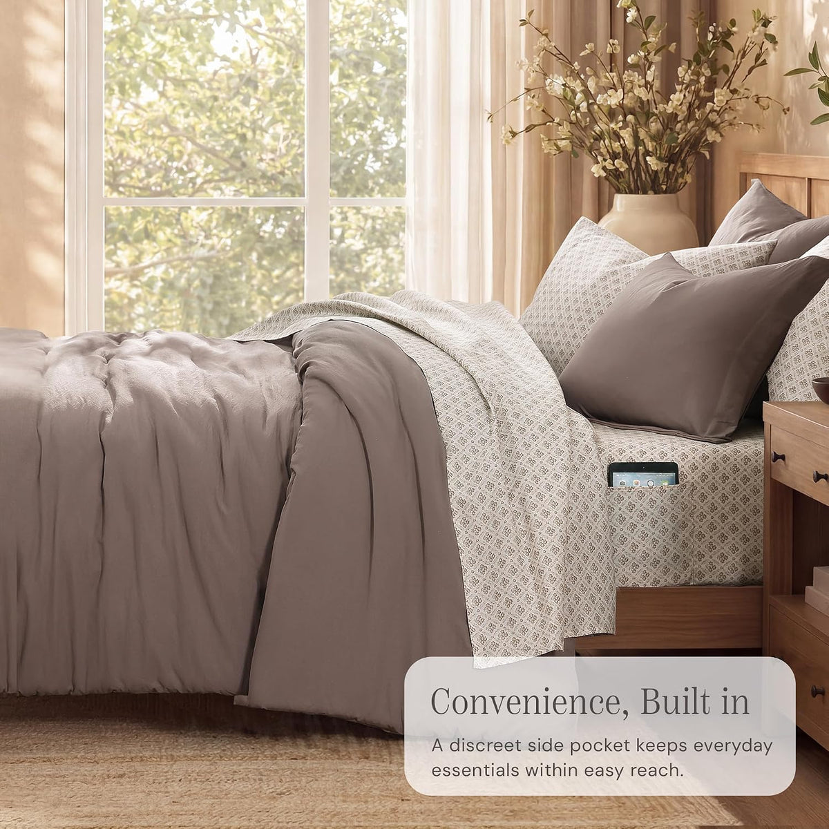 Queen Comforter Set with Sheets-7 Pieces Soft Recycled Bed in a Bag Bedding