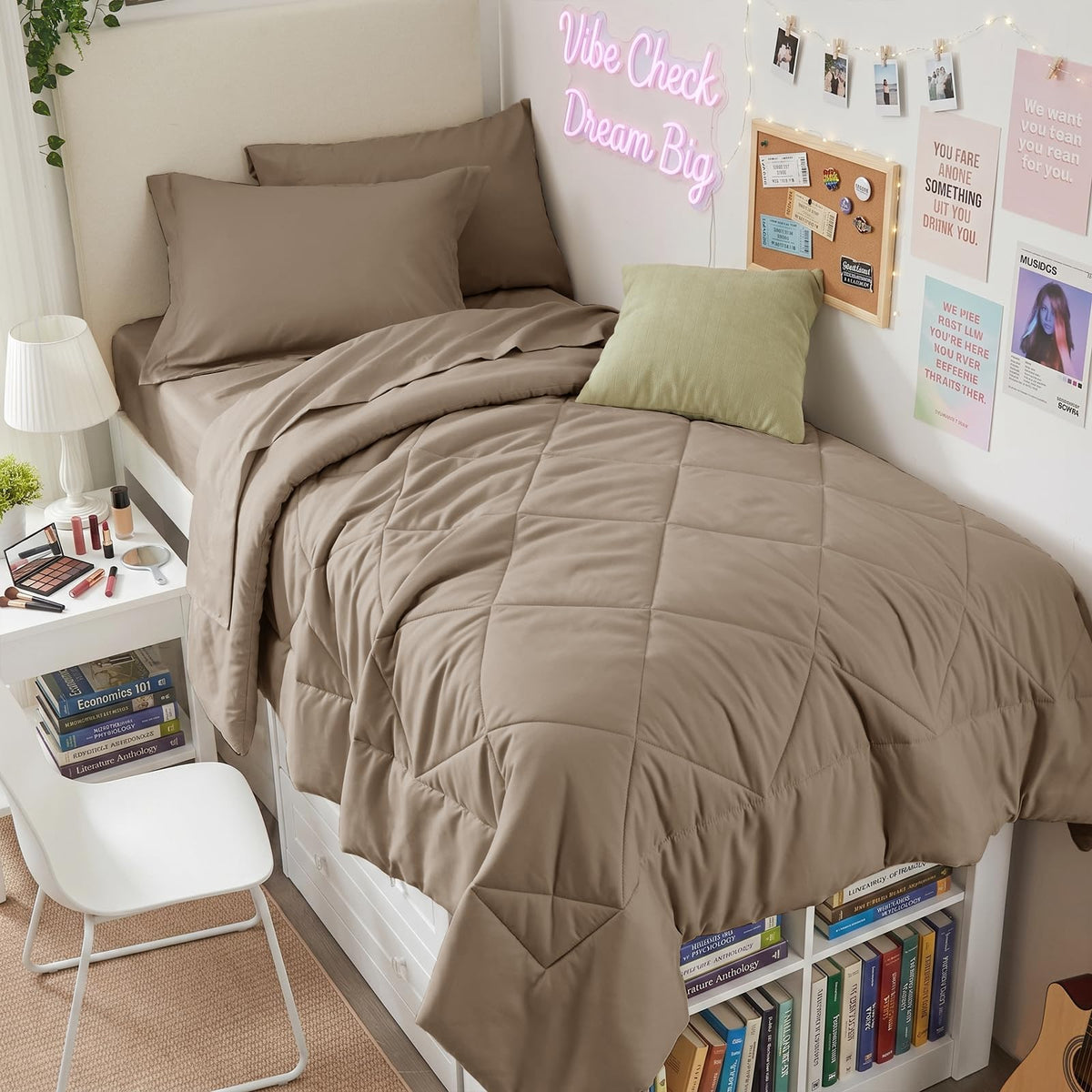 HEVUMYI 7-Piece King Comforter Set, Dark Grey Bed in a Bag