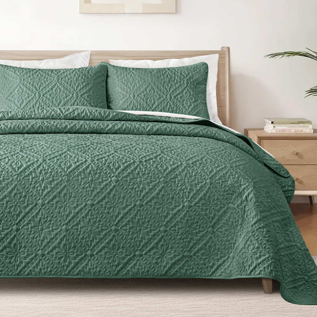 Exclusivo Mezcla Full Queen Quilt Set, Beige Cream