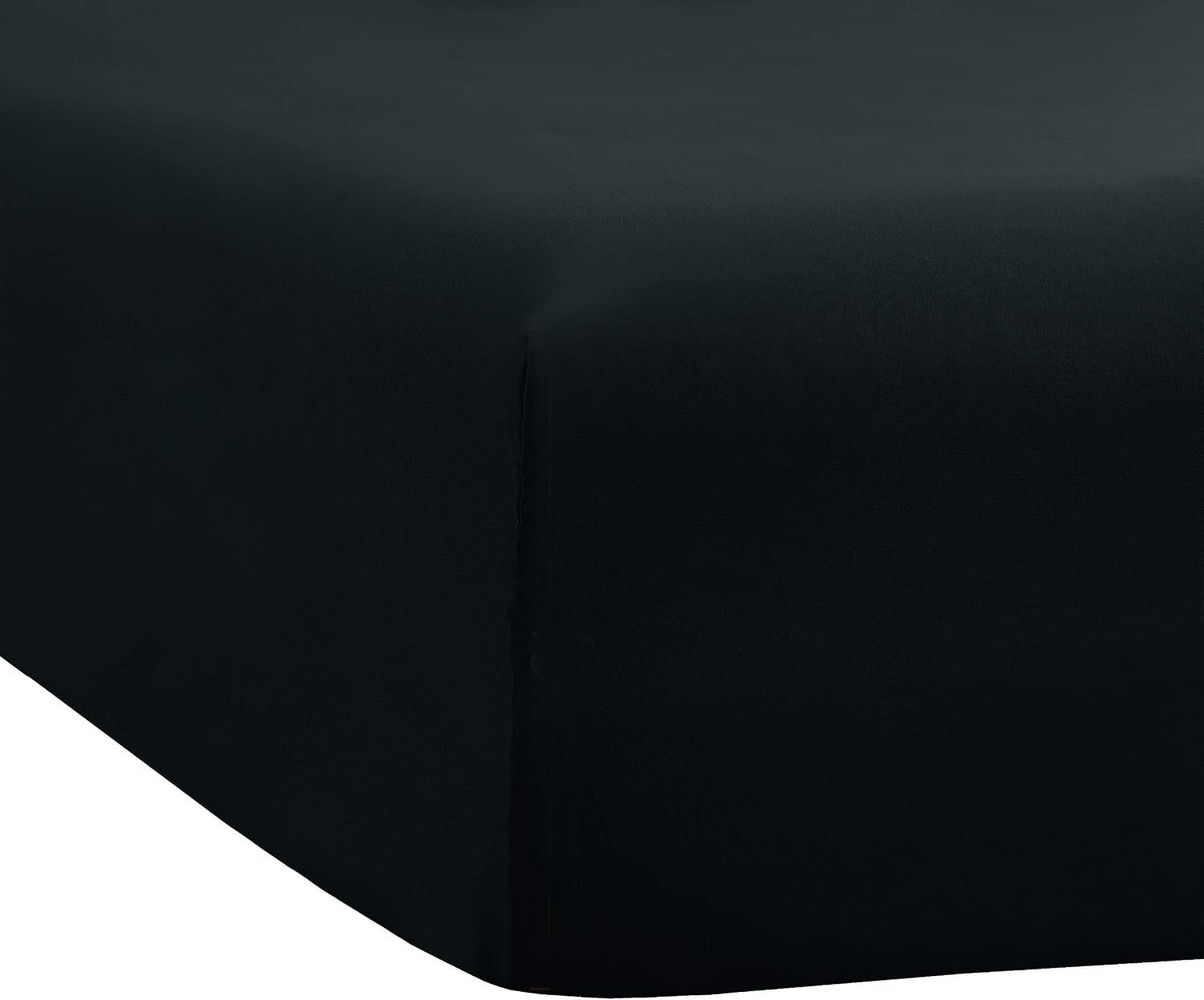 Sfoothome Black Fitted Sheet, 14 Inch Pocket Deep, Microfiber Sheets, Queen Size
