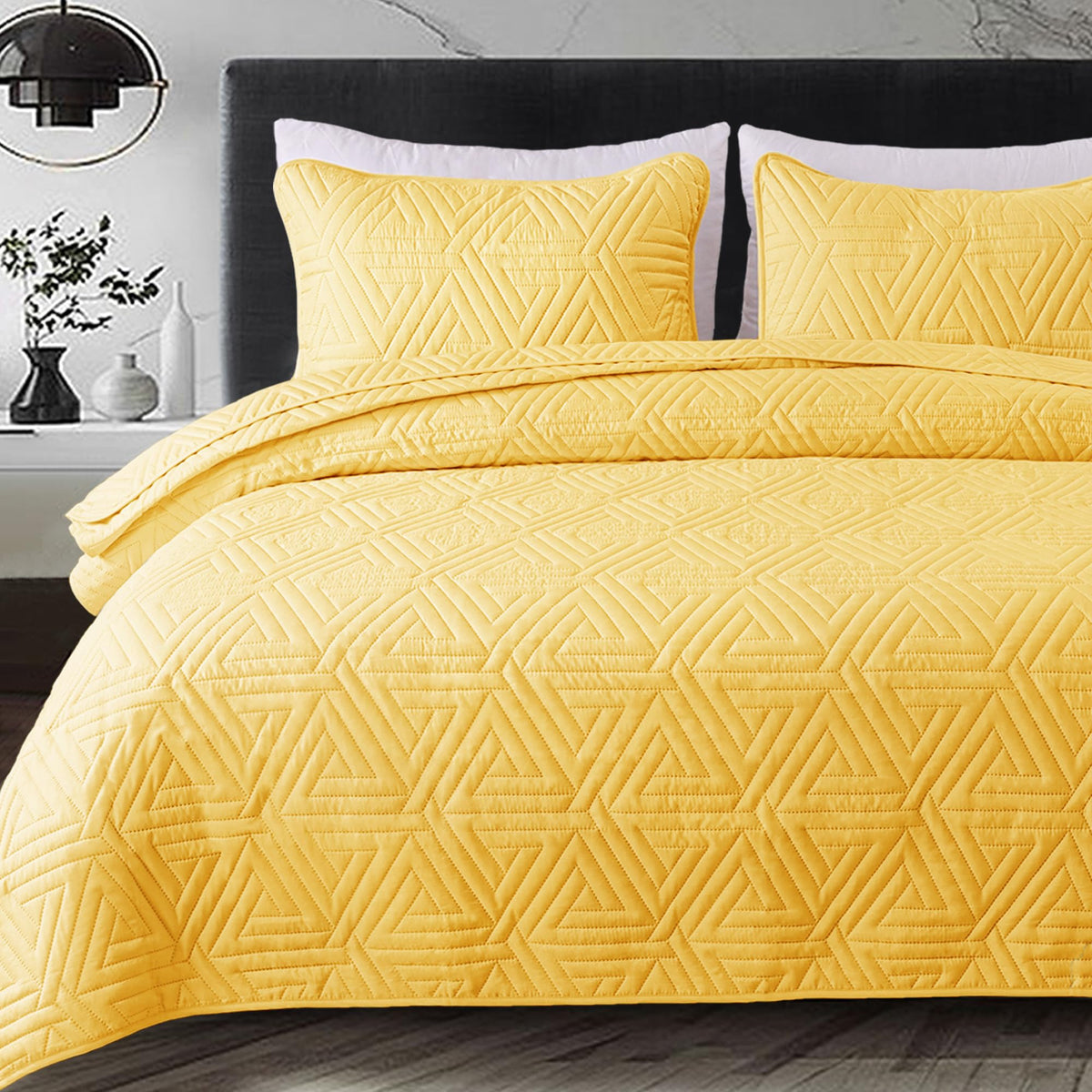 Whale Flotilla Soft Geometric Twin Quilt Set for All Seasons, Orange