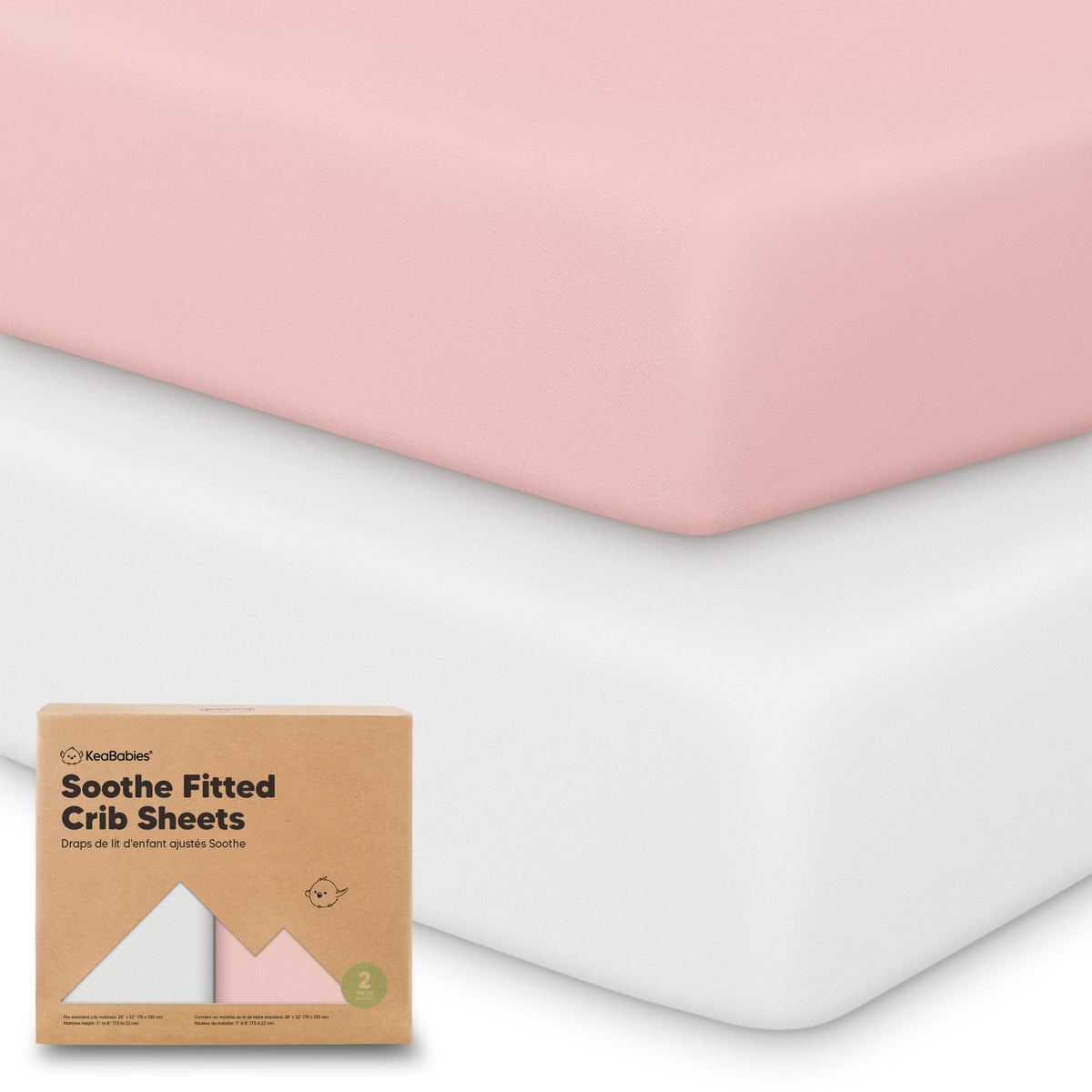 KeaBabies 2pk Organic Cotton Crib Sheets for Boys Girls 52x28, Soft White