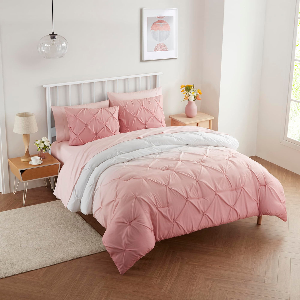 Sweet Home Collection 5 Piece Comforter Set Bag Solid Color All Season Soft Down Alternative Blanket & Luxurious Microfiber Bed Sheets, Navy, Twin