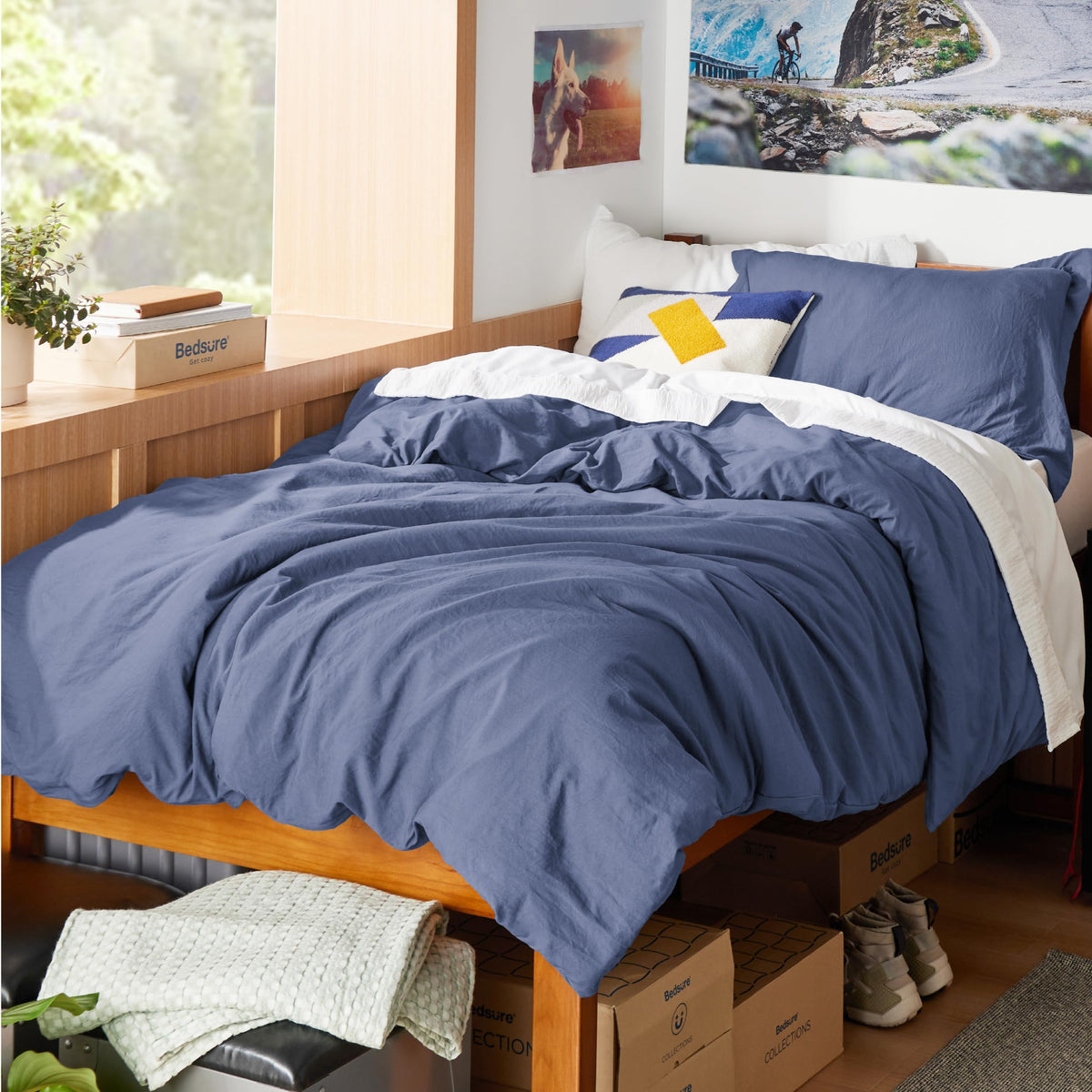 Bedsure Prewashed Duvet Cover Queen, Cotton-Like Soft Bedding Set, Beige