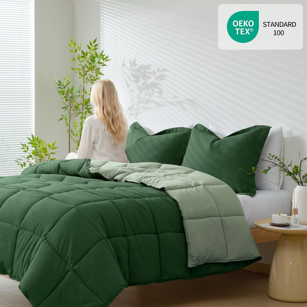 HIG 3pc Green Twin/Twin XL Bedding Comforter Set Duvet Insert Blanket