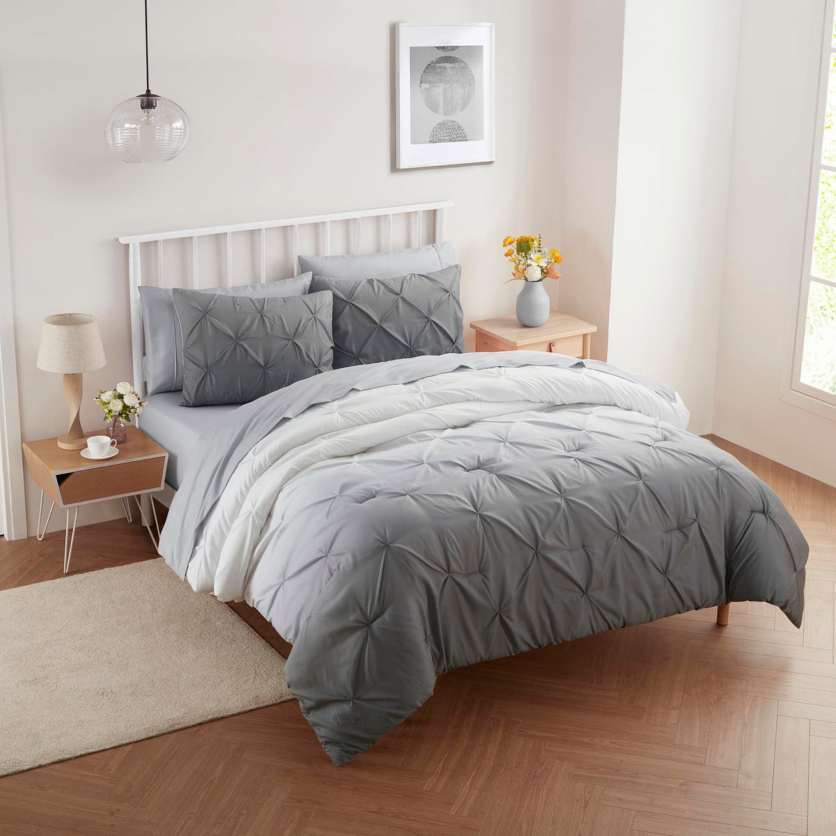 Sweet Home Collection 5 Piece Comforter Set Bag Solid Color All Season Soft Down Alternative Blanket & Luxurious Microfiber Bed Sheets, Navy, Twin
