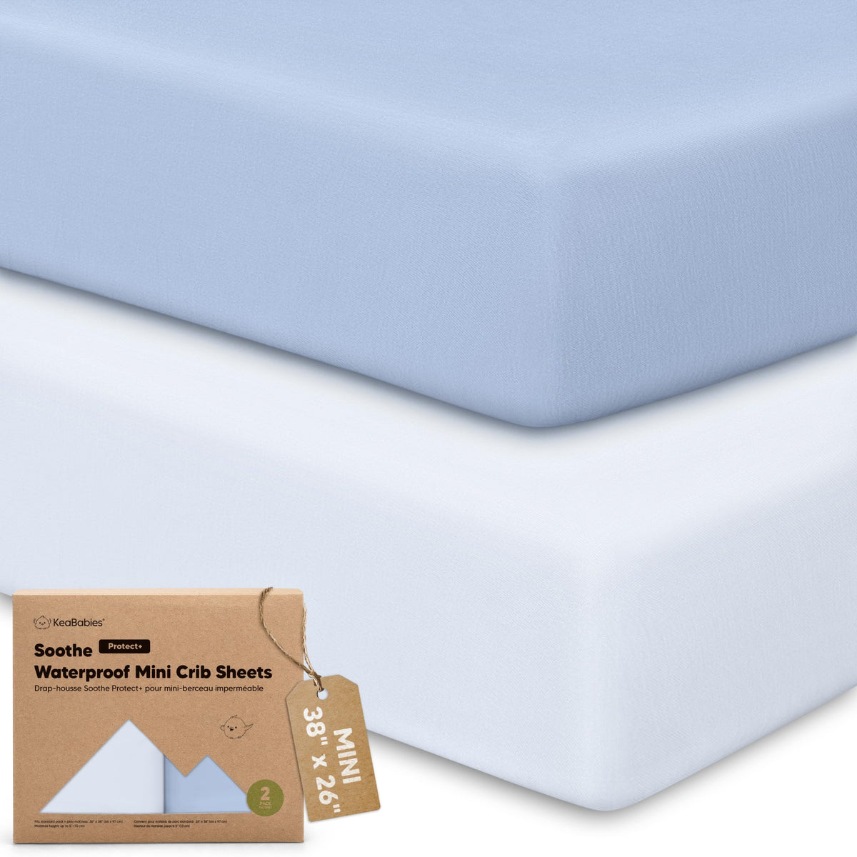 2-Pack Mini Crib Sheets Fitted, 38x26 Pack N Play Mattress Sheets (Elly)